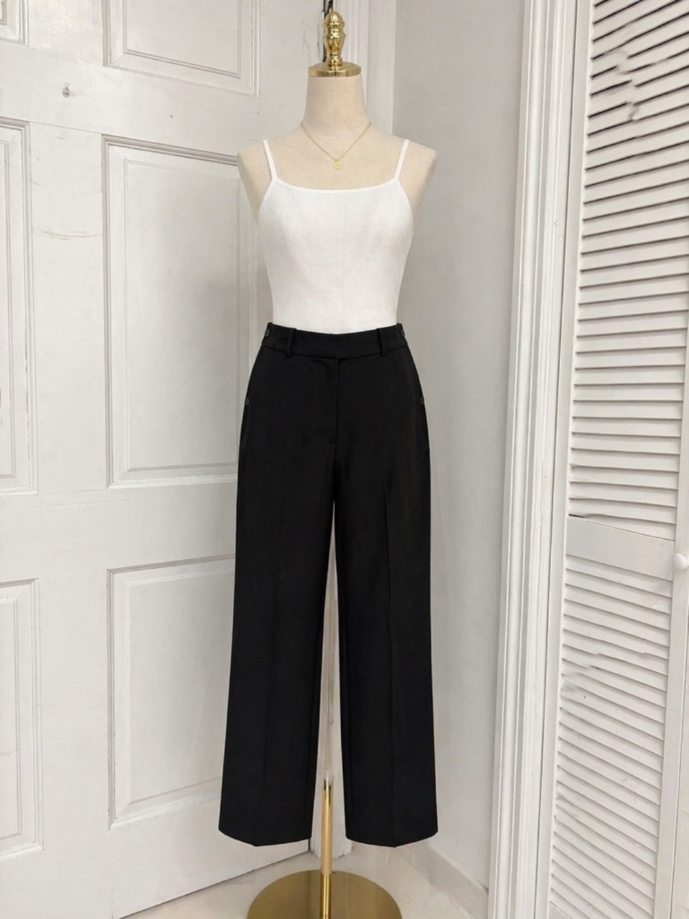 Helmut Lang Black Tailored Wide-Leg Trousers